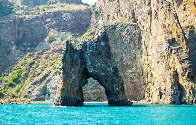 Symbol Of Crimea.  Rock Golden Gate in Crimea, Russia. Karadag.