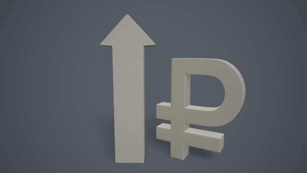 The symbol of the currency of the Russian ruble 3drendering