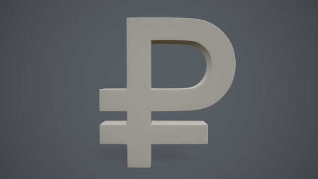 The symbol of the currency of the Russian ruble 3drendering