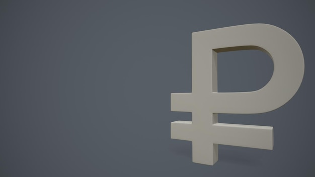 The symbol of the currency of the Russian ruble 3drendering