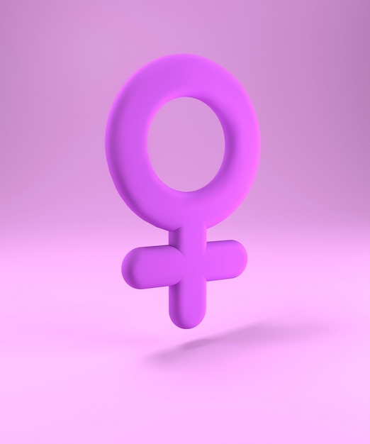 Photo the symbol of the feminine on a pink background, 3d illustration.