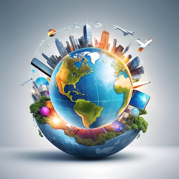 Symbol of globe with social connection Global connectivity icon Earth with network links Worldwid