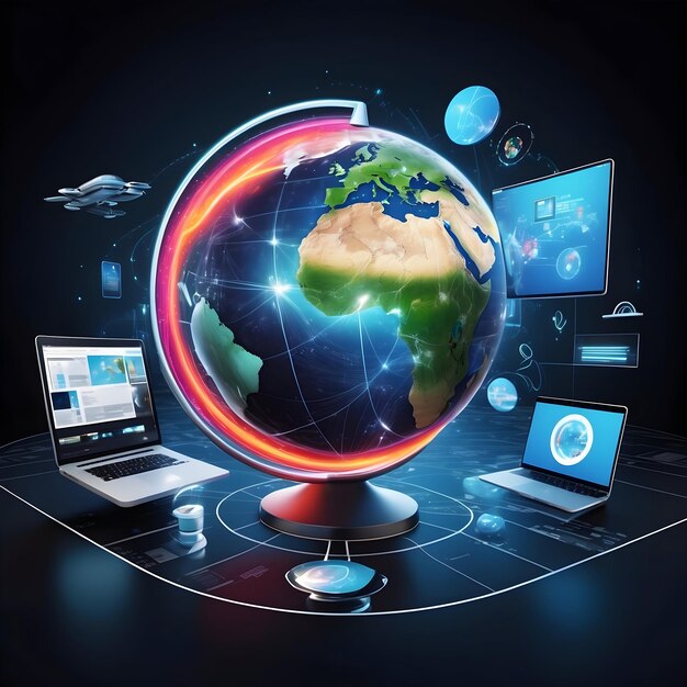 Symbol of globe with social connection Global connectivity icon Earth with network links Worldwid