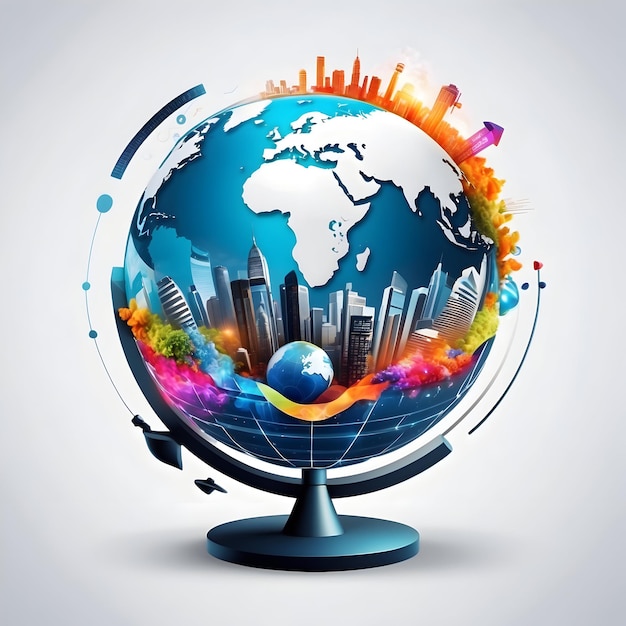 Symbol of globe with social connection Global connectivity icon Earth with network links Worldwid