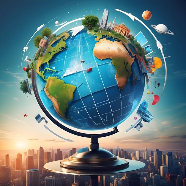 Symbol of globe with social connection Global connectivity icon Earth with network links Worldwid