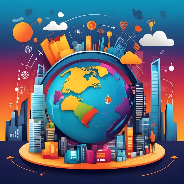 Symbol of globe with social connection Global connectivity icon Earth with network links Worldwid