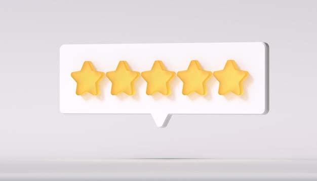 Symbol Icon Isolation White Background, 5 star review icon with word bubble, rating review icon