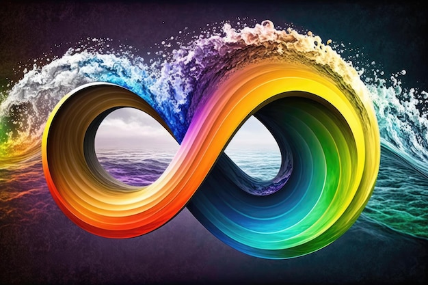 Фото Символ бесконечности вечности в цветах радуги 8 волн многоцветный фон x 9