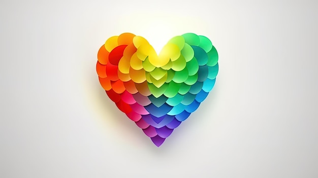 白い背景に LGBT の愛の虹のハートの形のシンボル ゲイ プライドの虹はハートの形で象徴的です