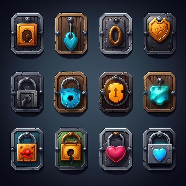 symbol lock key game ai generated gold element object sign secret security symbol lock key game illustration