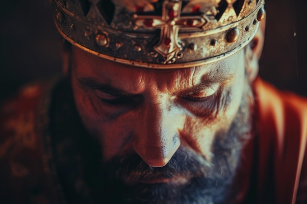 Photo symbol of power and authority the crownwearing man in biblical times