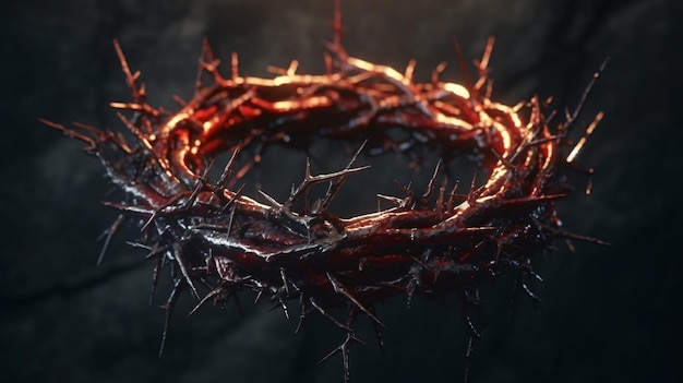 Symbol of Sacrifice A Stunning CloseUp of Crown of Thorns Against a Mysterious Dark Background Generative AI Unleash the Power of Your Creativity with Adobe Stock