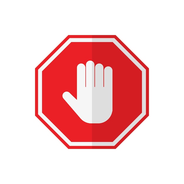 Symbol stop hand in flat style vector