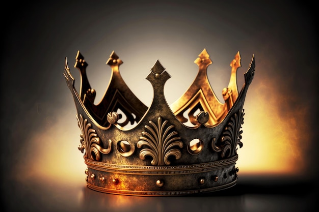 Photo symbol of success gold crown on gray blurred background