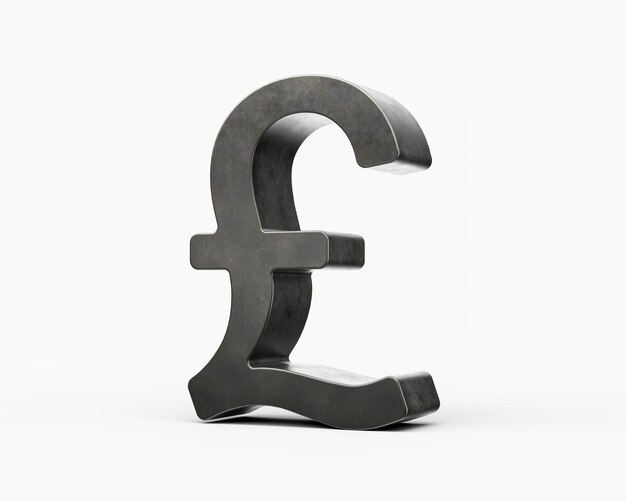 Symbolen van de Britse pond valuta gemaakt van grijs glad gegoten ijzer Moderne ontwerp 3d illustratie