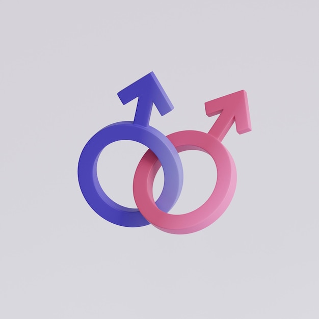 Symbolen van man en transgender op witte achtergrond Gay teken 3d render illustratie