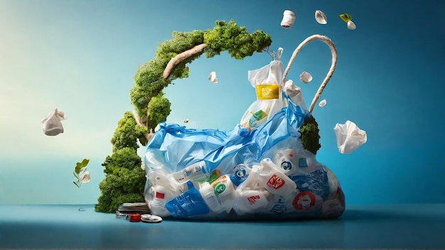Foto symbolen voor recycling op plastic zakken