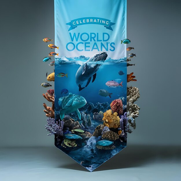 Photo a symbolic banner celebrating world oceans day