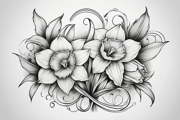 Symbolic Daffodil Tattoo Concept