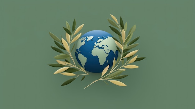 Symbolic Globe with Olive Branches AI Generated