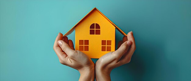 Symbolic Image of Hands Holding a Paper House Representing Family Home and Protection on International Day of Families Concept Family Home Protection Hands Together International Day of Families