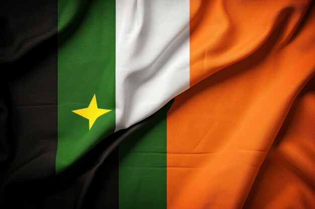 Symbolic Unity Uganda and Ivory Coast Flags Merge with White Flag in a Powerful 32 Configuration