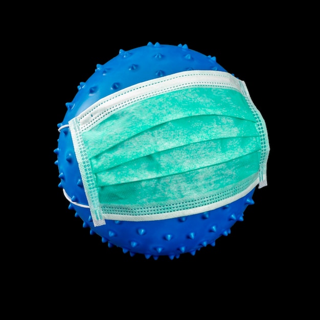 symbolic virus with face mask
