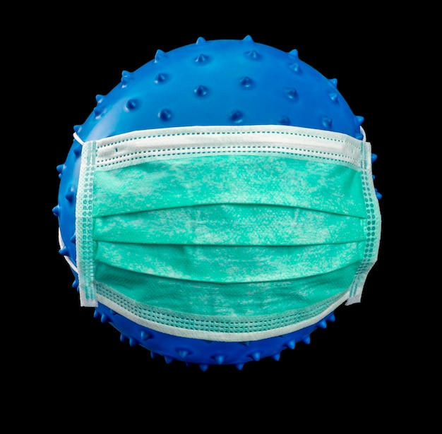 symbolic virus with face mask