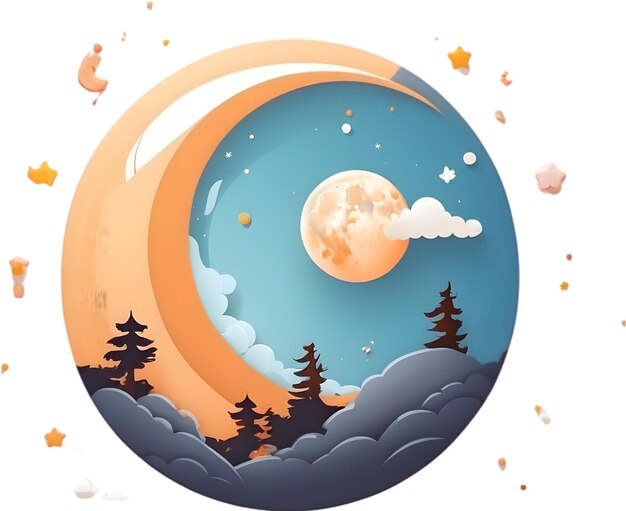 Symboliek van de halve maan Iconiek van de maanfase Iconiek van de nachtelijke maan Illustratie van het hemellichaam Symboliek van de maan