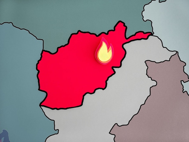 Symbolisch beeld van het land Afghanistan op de wereldkaart.