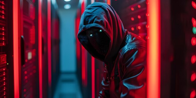 コンピューターセキュリティデーを象徴する ハッカーがサーバーからデータを盗む コンセプト技術 コンピュータセキュリティデータ侵害 サイバー犯罪 オンラインプライバシー