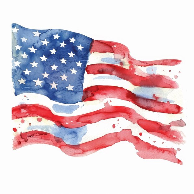 Photo symbolizing freedom this watercolor clipart depicts a waving american flag
