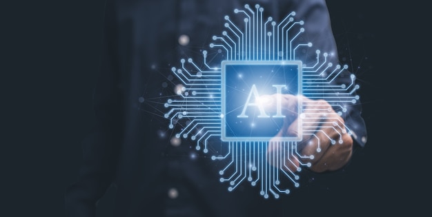 Symbool Elektronische chip AI Moderne informatietechnologie illustratie