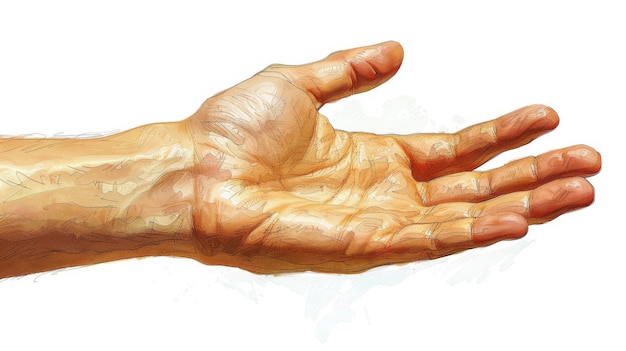 Symbool van gevoelloosheid in één hand concept moderne illustratie op witte achtergrond Een vrouw of man die pijn voelt in hun hand