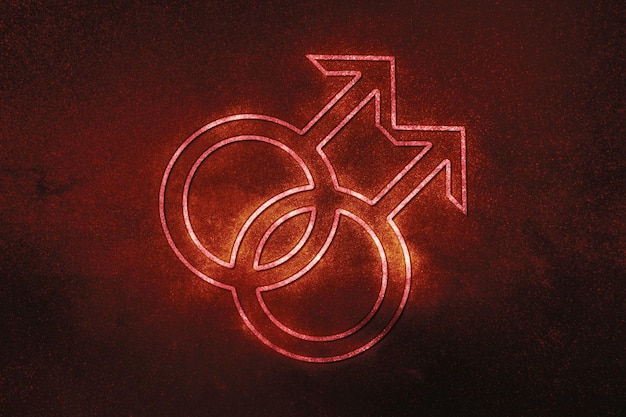 Symbool voor mannelijke homoseksualiteit, homo-glyph, dubbel mannelijk teken, rood symbool