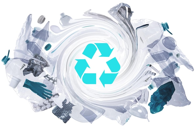 Symbool voor plastic afval en recycling begrippen plastic recycle of greenwashing