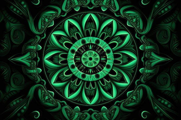 Photo symmetric green and black circle background pattern ar 32 v 52 job id b77fa5fcefbc40ebb7c764dbf4ca9d23