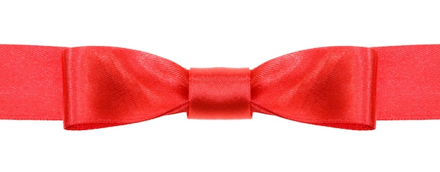 Symmetric red bow knot on wide satin ribbon