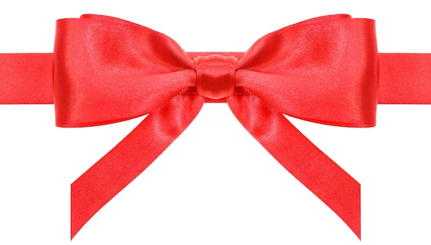 Symmetric red bow with vertically ends on ribbon