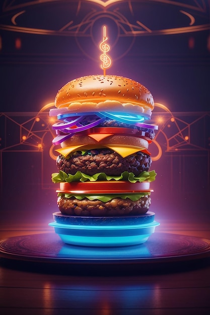 Symmetrical Burger Delight Vivid Colors and Intricate Details