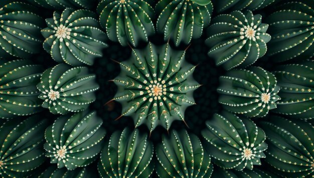 Symmetrical Cactus Pattern in Dark Tones