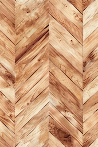 Symmetrical chevron wooden pattern on flooring