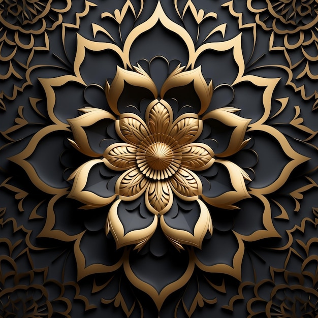 symmetrical golden mandala design islamic pattern mandala design AI generated