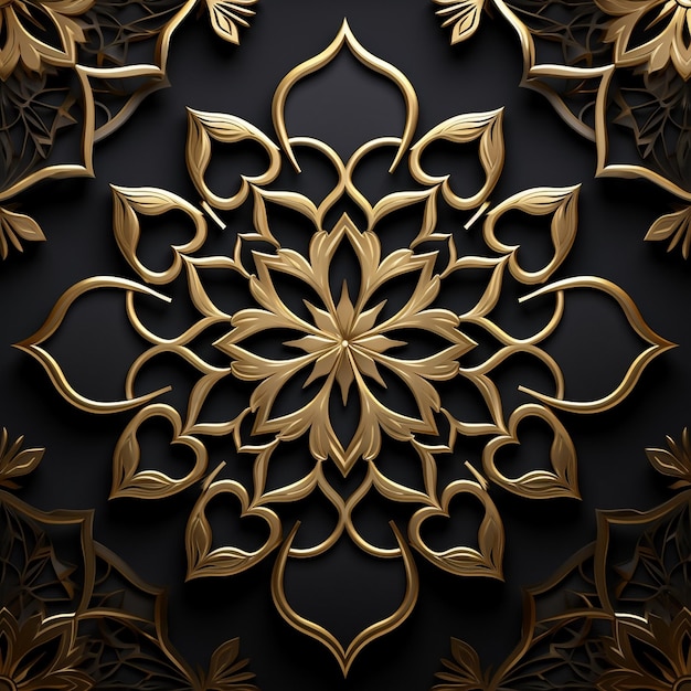 symmetrical golden mandala design islamic pattern mandala design AI generated