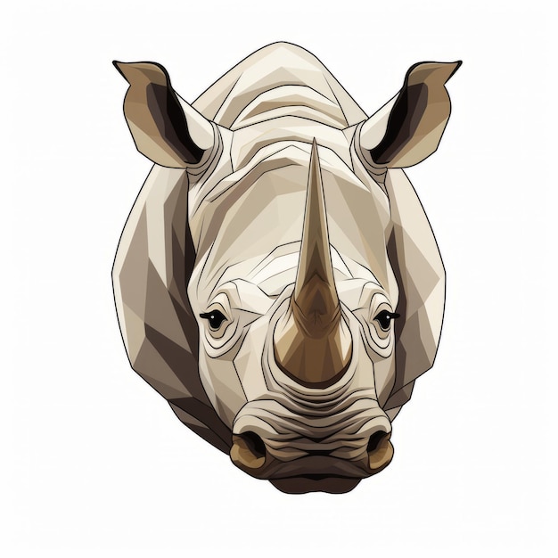 Symmetrical Rhino Animal Head Vector Sticker Design