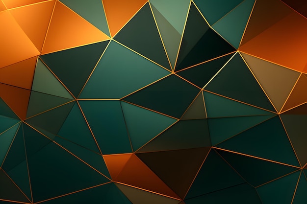 対称的な輝きの緑とオレンジの幾何学