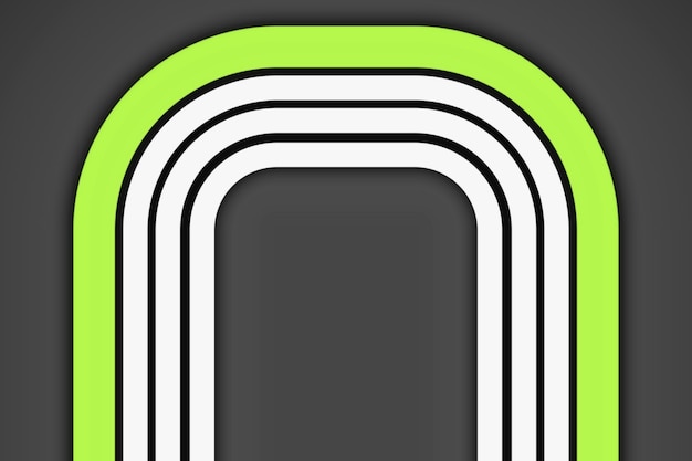 Symmetrical white and green stripes on a gray background, space for text. Three-dimensional image