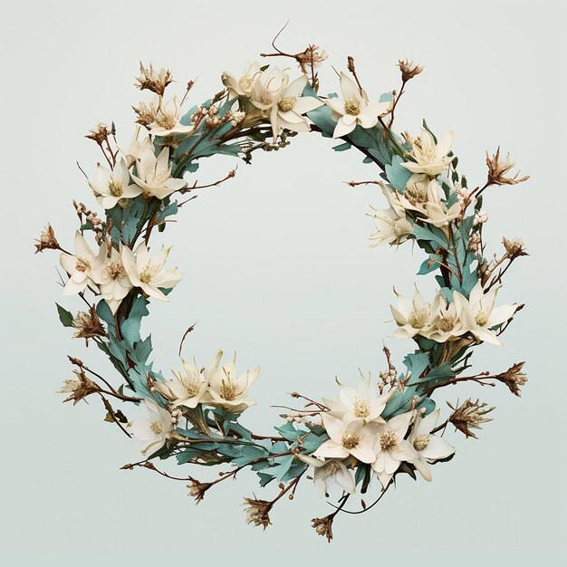 Symmetrical Wreath Crown on Clear Background