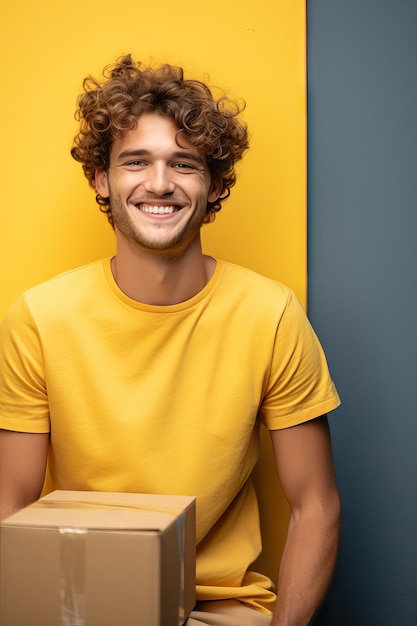 Sympathetic and Shy Young Teenager with Curly Hair AI Generated