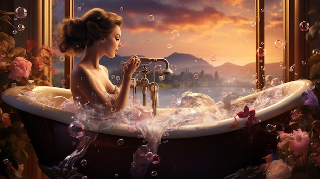 Фото Симфоническое блаженство роскошная ванна из пузырьков и бурбалки раскрывает красоту внутри ar 169